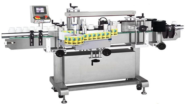 Màquina automàtica d'etiquetatge d'ampolles de vidre de doble costat